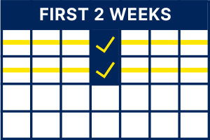 Test at least 1x per week for first 2 weeks graphic